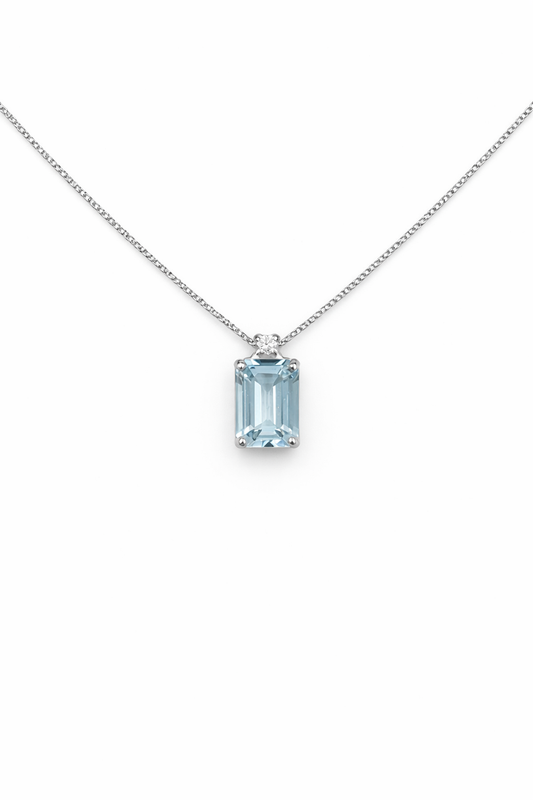 Collana Donna Acquamarina Taglio Rettangolare