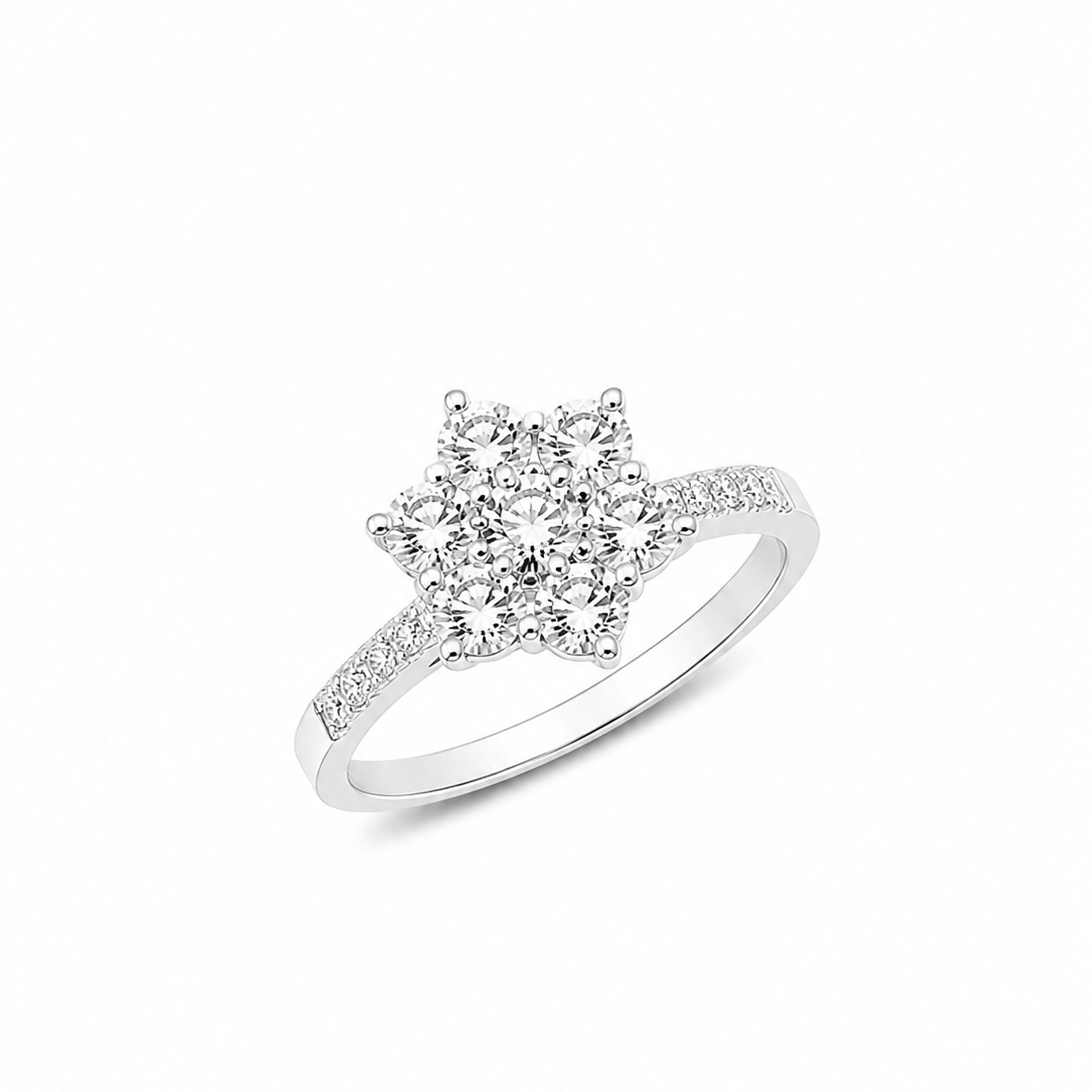 Anello Donna Davite&Delucchi Fantasia Fiore Oro Bianco e Diamanti