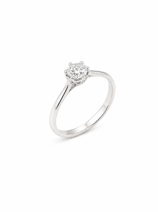 Anello Solitario Oro Bianco Diamanti Ct. 0,50 E VS2