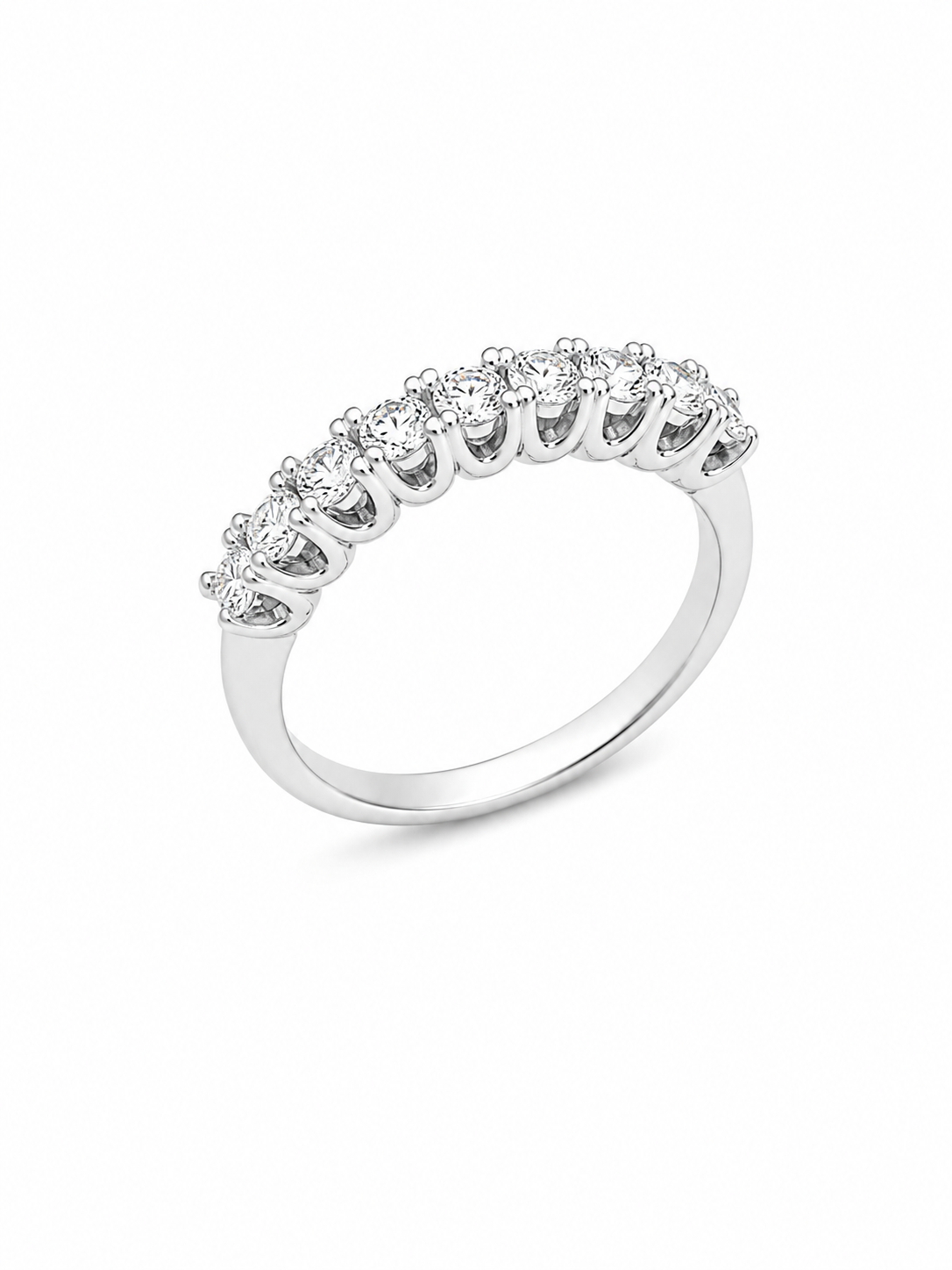 Anello donna Fantasia Fedina 9 pietre oro bianco e Diamanti