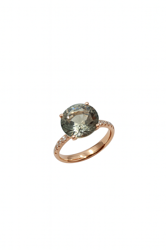 Anello Donna Semiprezioso oro rosa e Prasiolite