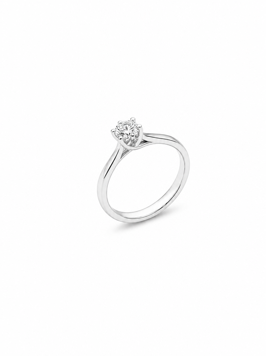 Anello Solitario Oro Bianco Diamanti Ct. 0,40 F VS2