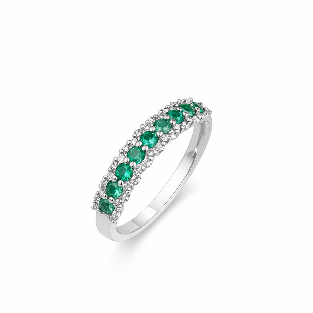 Anello Fedina Diamanti e Smeraldo