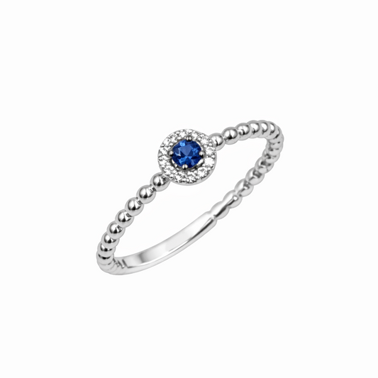 Sapphire and Diamonds White Gold Ring