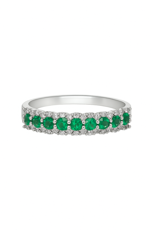 Anello Fedina Diamanti e Smeraldo