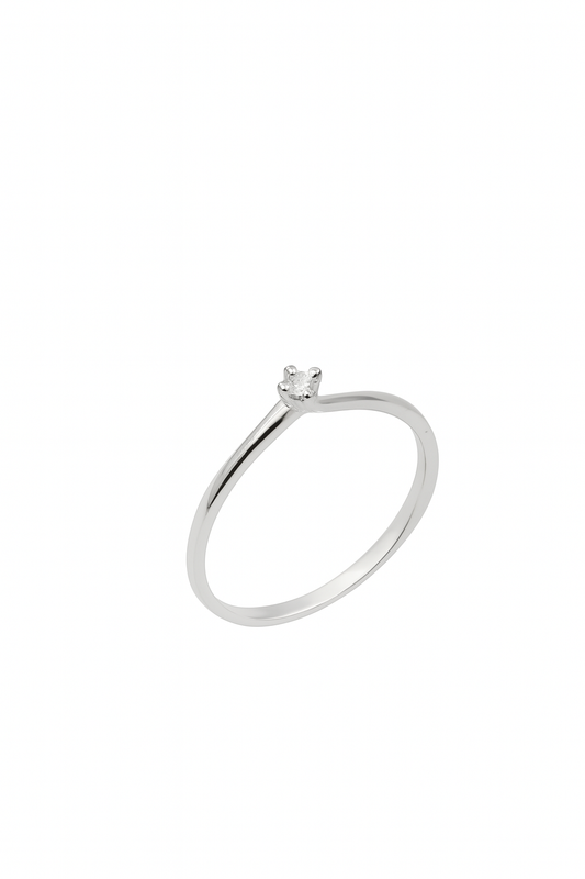 Anello Solitario Oro bianco Diamanti
