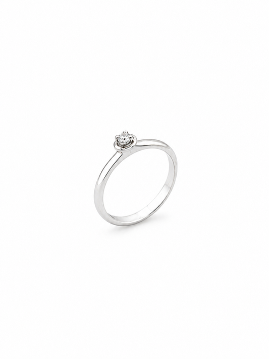 Anello Solitario Oro Bianco Diamanti