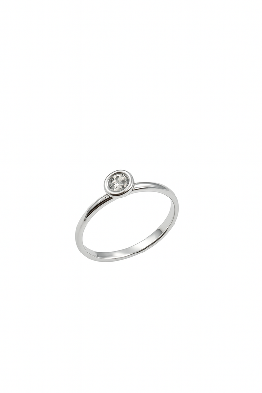 Anello  Solitario Oro bianco Diamanti