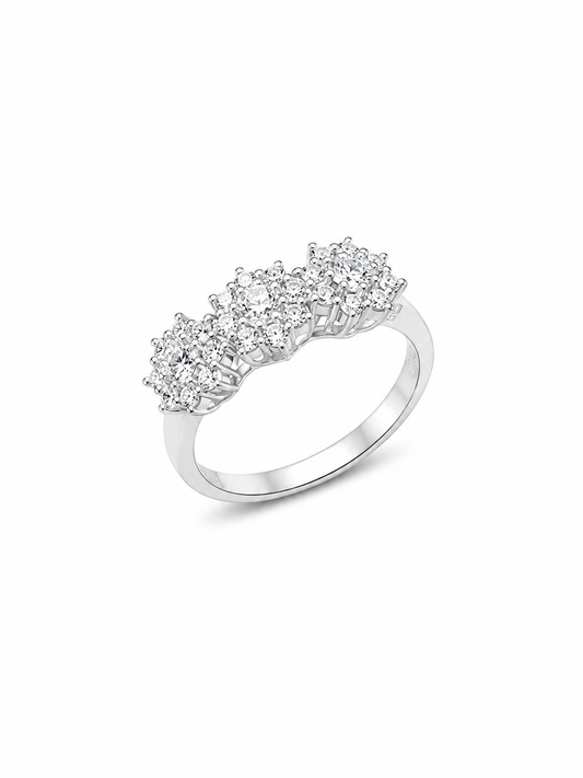 Anello Donna Davite&Delucchi Fantasia Fiore Oro Bianco e Diamanti