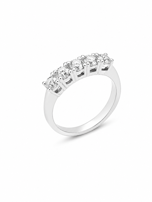 Anello donna Fantasia Fedina 5 pietre oro bianco e Diamanti