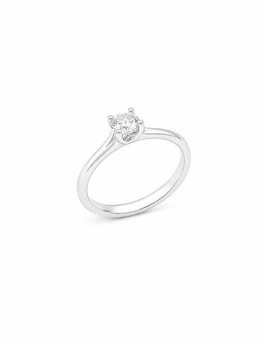 Anello Solitario Oro Bianco Diamanti Ct. 0,40 E VS2