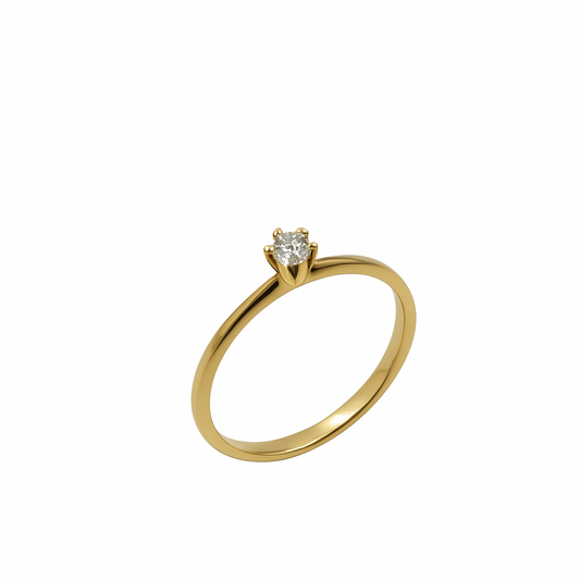 Anello Solitario Oro giallo Diamanti