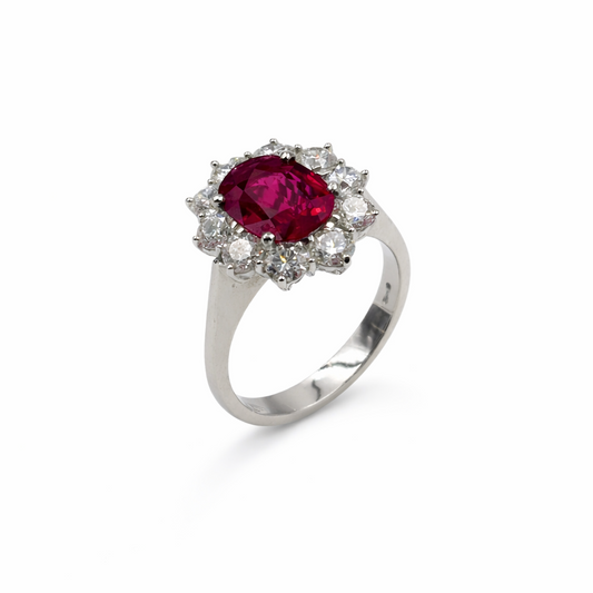 Emerald Ring in White Gold and Diamonds