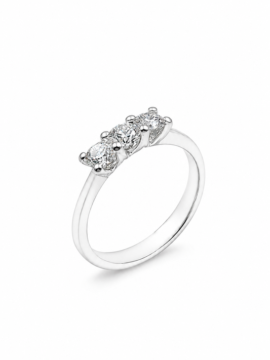 Anello Trilogy Oro bianco e Diamanti CT. 0,61 E VVS