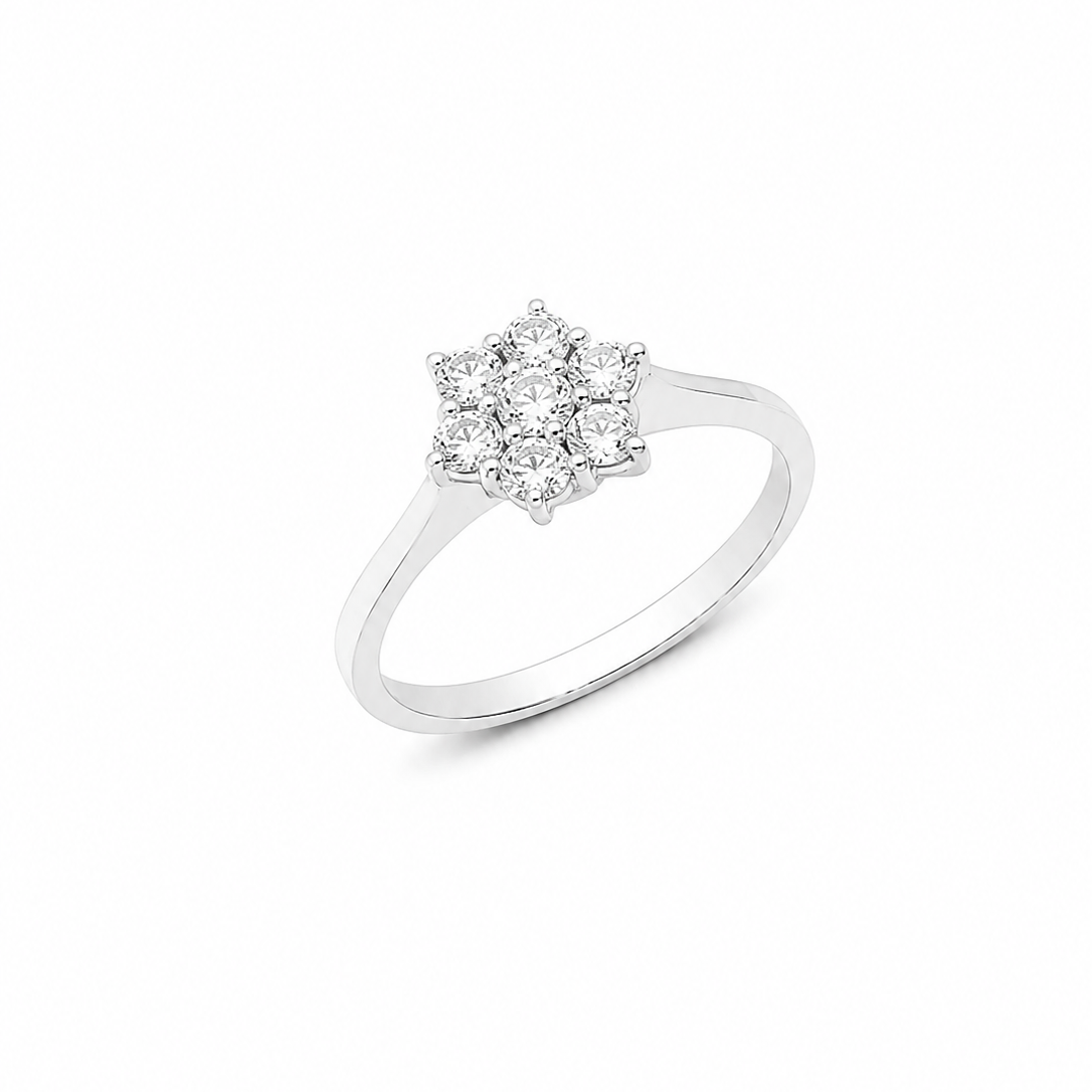 Anello Donna Davite&Delucchi Fantasia Fiore Oro Bianco e Diamanti