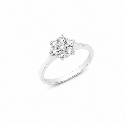Anello Donna Davite&Delucchi Fantasia Fiore Oro Bianco e Diamanti