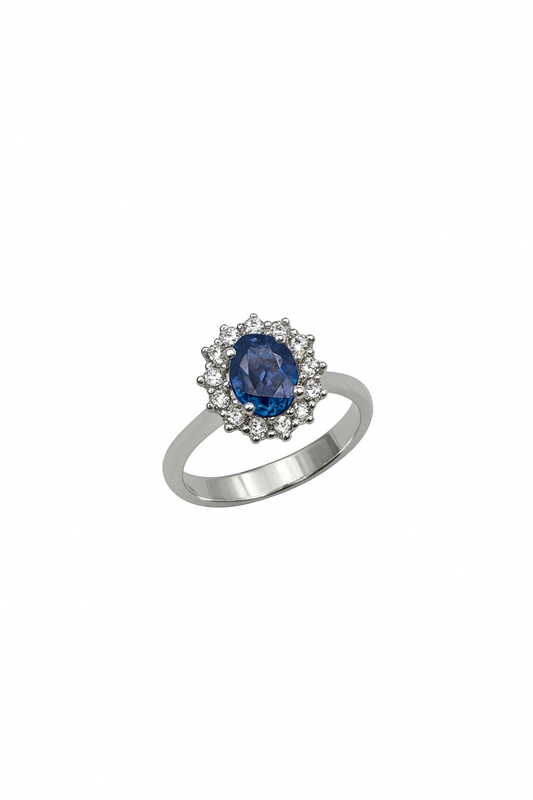 Anello  Zaffiro e Diamanti