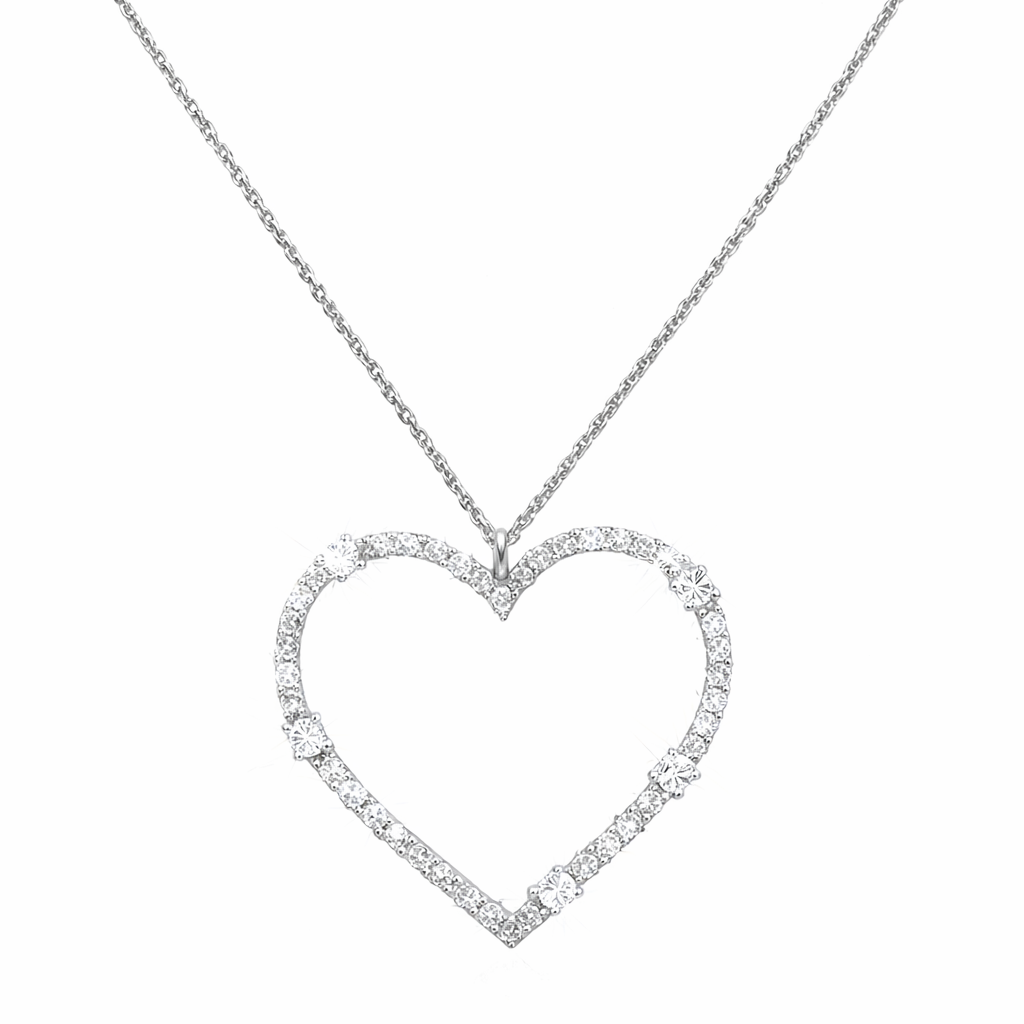 Collana Donna Cuore Oro Bianco e Diamanti