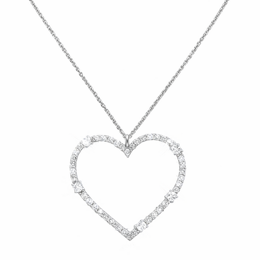 Woman Heart Necklace White Gold and Golay Diamonds