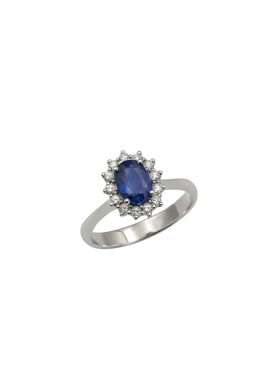 Anello  Zaffiro e Diamanti