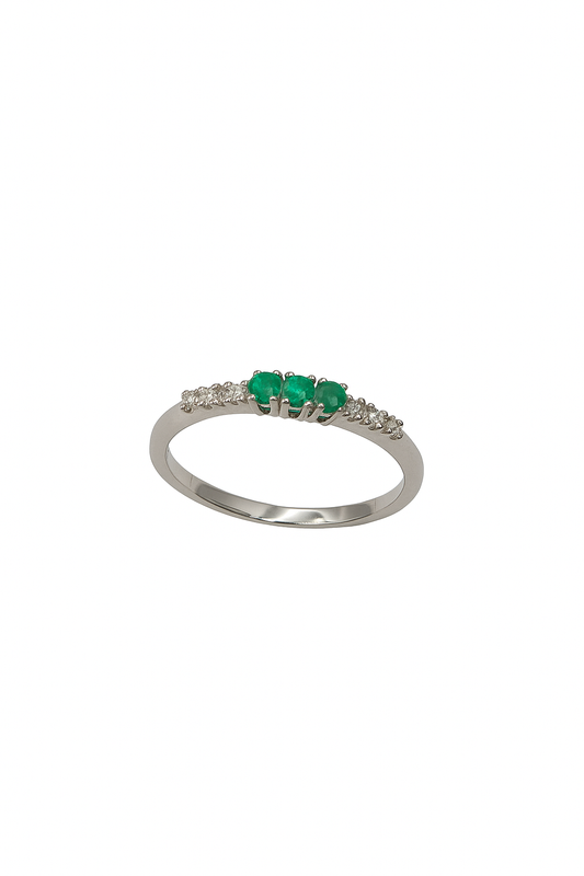 Anello oro diamanti e smeraldo