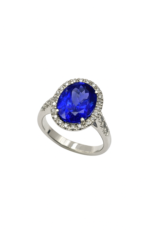 Sapphire and Diamonds White Gold Ring