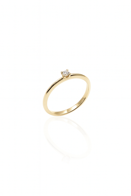 Anello Solitario Oro giallo Diamanti