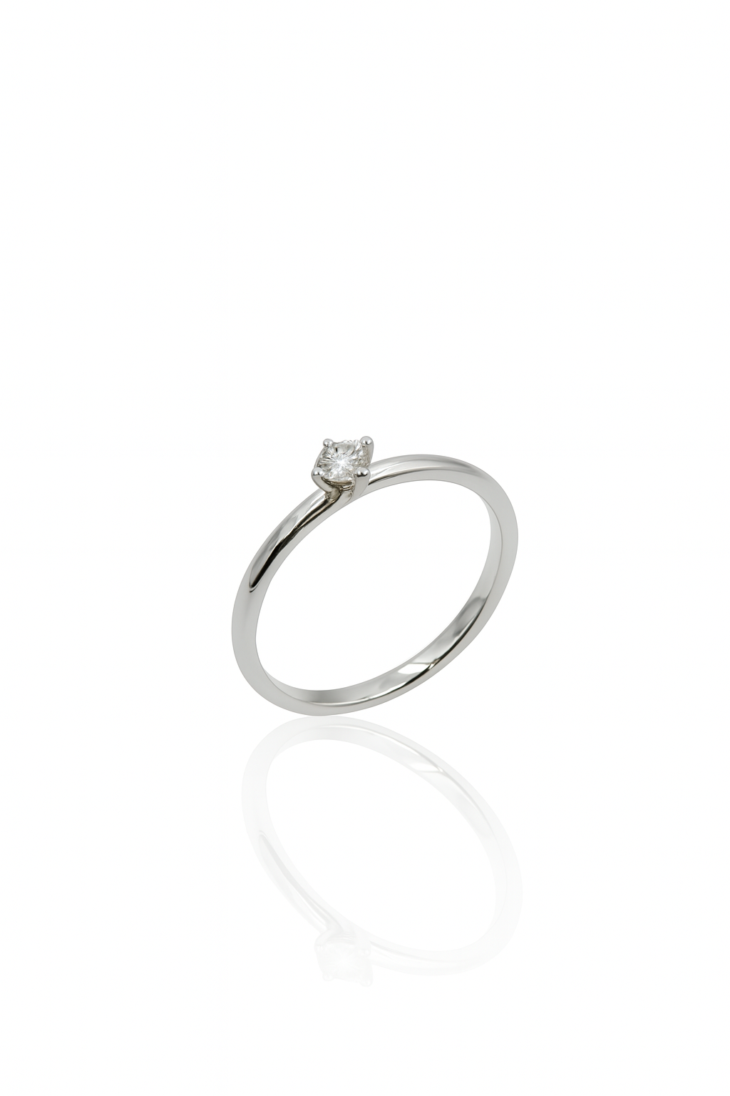 Anello Solitario Oro bianco Diamanti