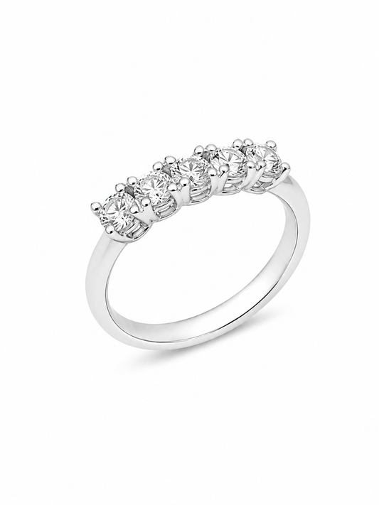 Anello donna Fantasia Fedina 5 pietre oro bianco e Diamanti