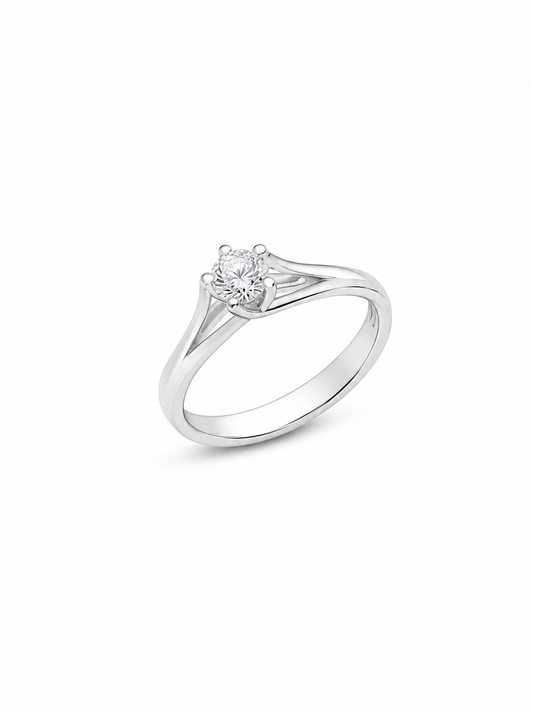 Anello Solitario Oro Bianco Diamanti Ct. 0,38 G VS