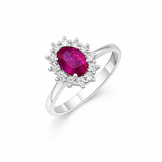 Emerald Ring in White Gold and Diamonds