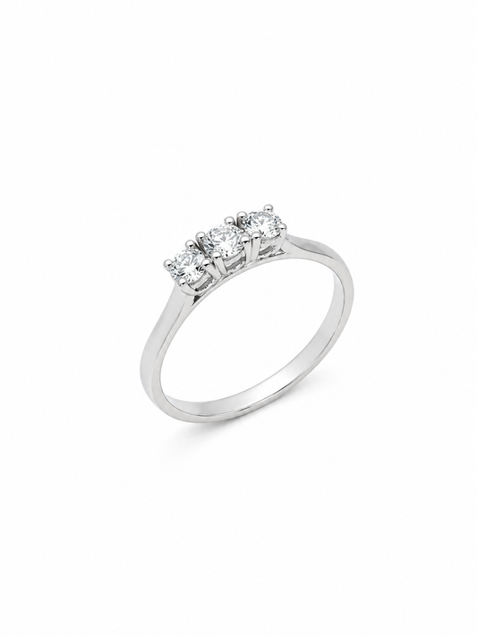 Anello Trilogy Oro bianco e Diamanti Ct. 0,34 F VS
