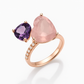Anello Donna Semiprezioso oro rosa quarzo rosa e ametista