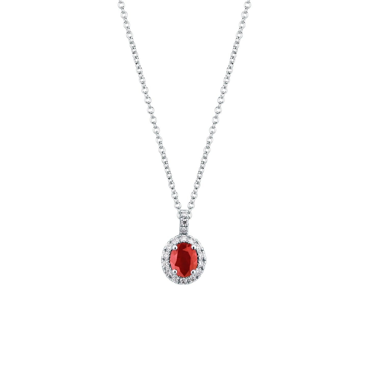 Mirco Visconti Women's Necklace White Gold Diamonds and Oval Ruby