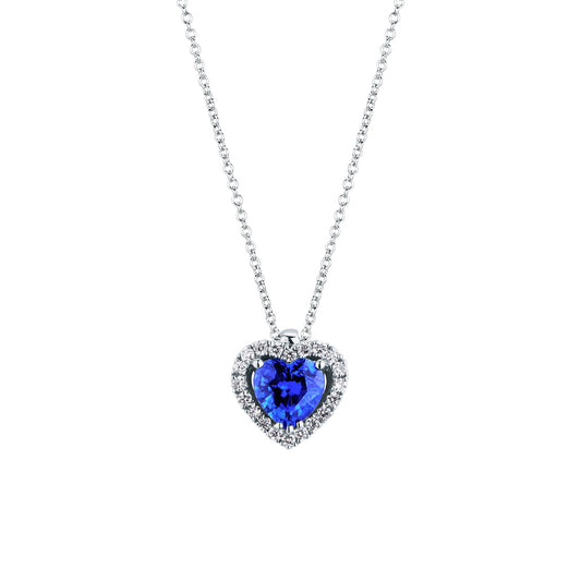 Mirco Visconti Women's Necklace Heart White Gold Diamonds Sapphire