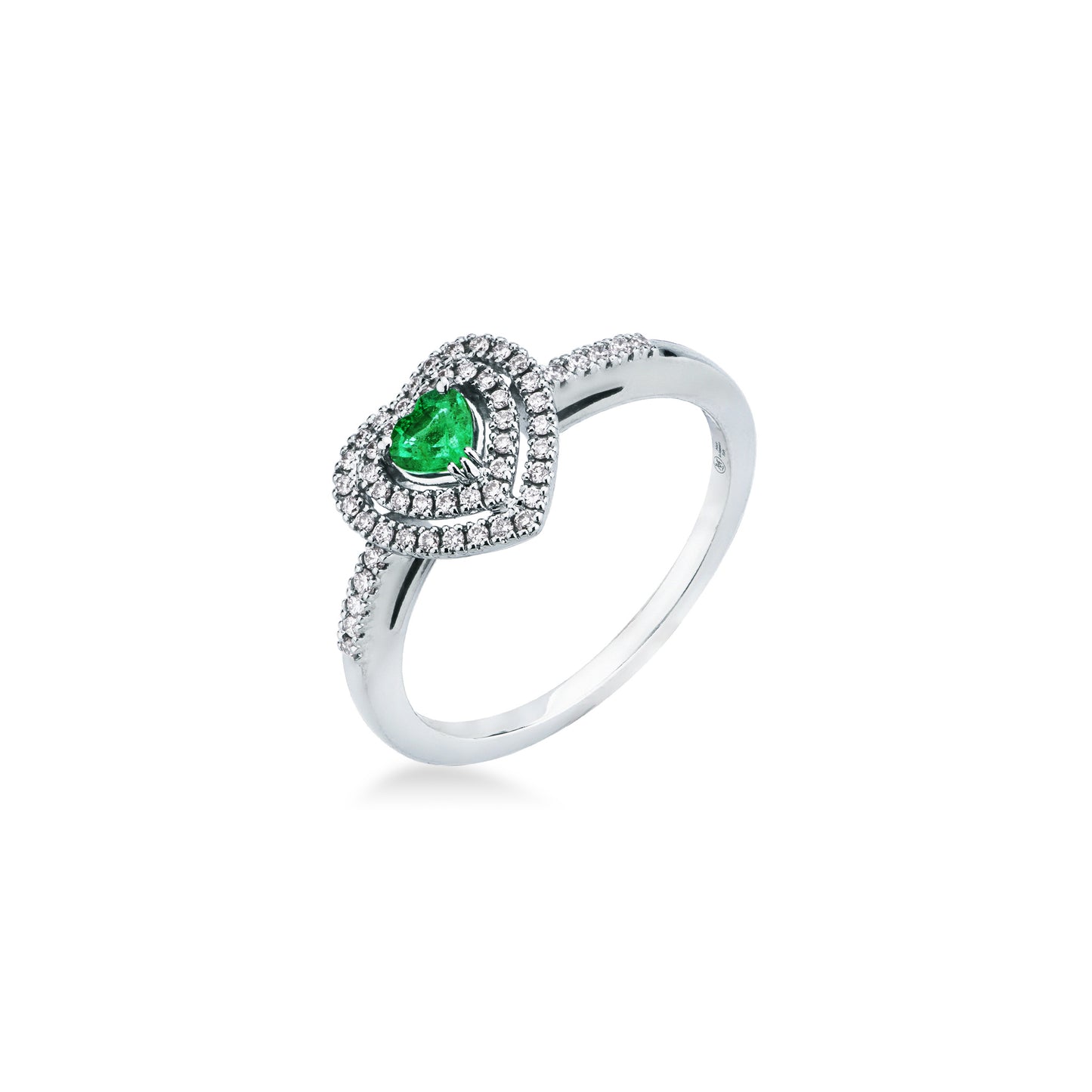 Mirco Visconti Women's Ring Emerald Heart White Gold