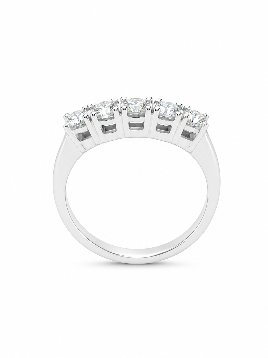 Anello donna Fantasia Fedina 5 pietre oro bianco e Diamanti