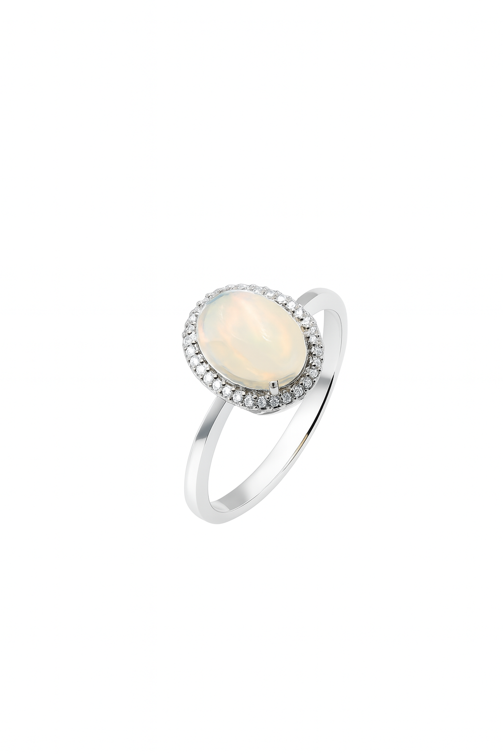 Anello Donna Semiprezioso oro bianco dimanti e Opale