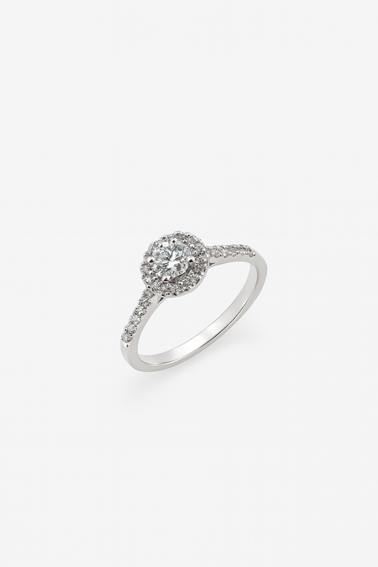 Anello Solitario Oro Bianco Diamanti