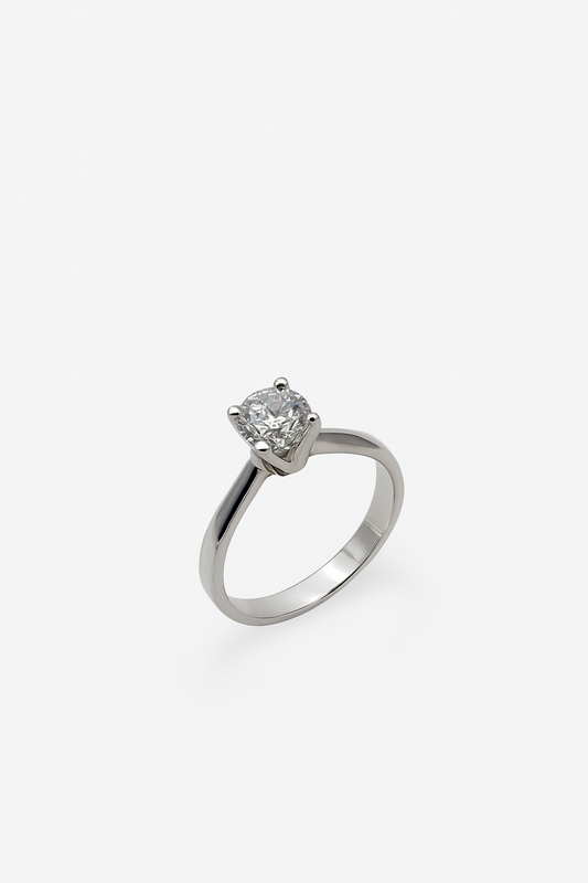 Anello Solitario Oro bianco Diamanti