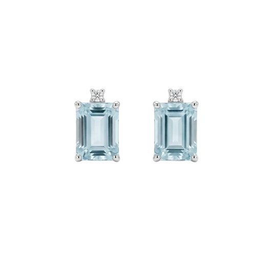 Orecchini Colore Acquamarina Rettangolare Oro bianco Ct.2,90
