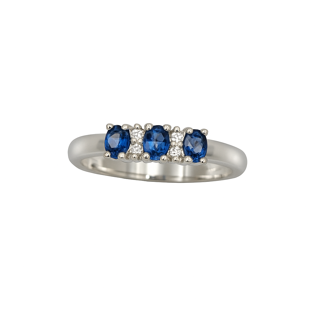 Anello Fedina Zaffiro Diamanti