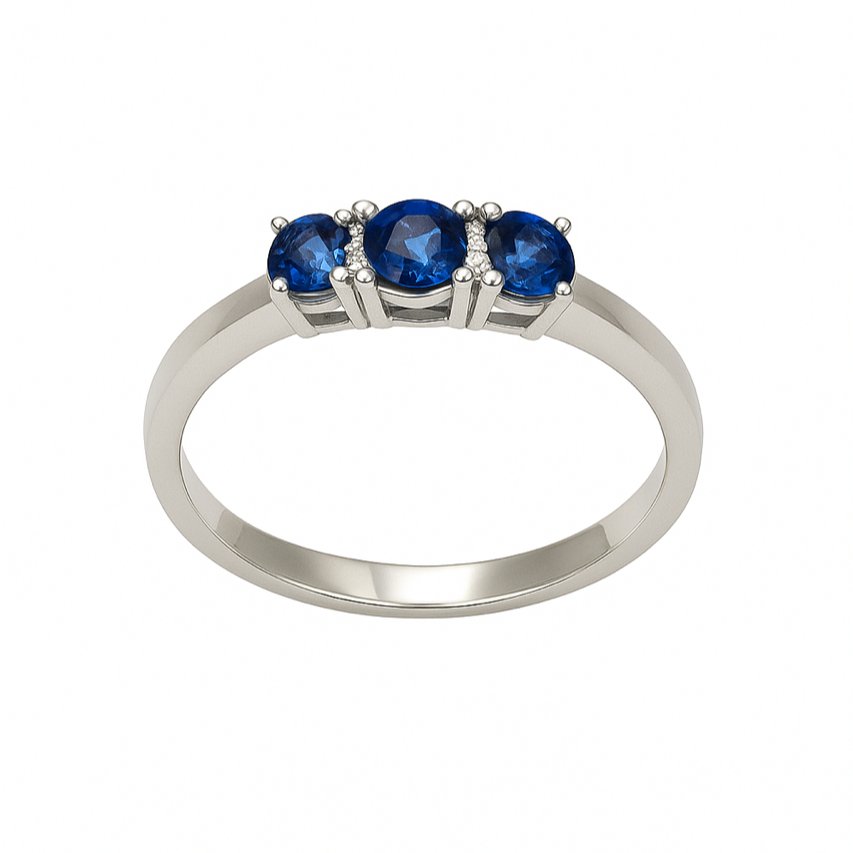 Anello Fedina Zaffiro Diamanti