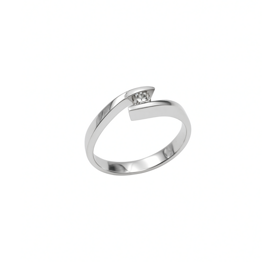 Anello Solitario Oro bianco Diamanti