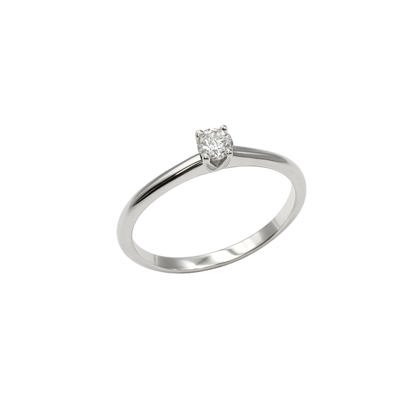 Anello Solitario Oro bianco Diamanti
