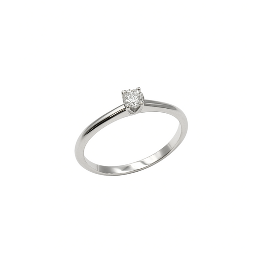 Anello Solitario Oro bianco Diamanti