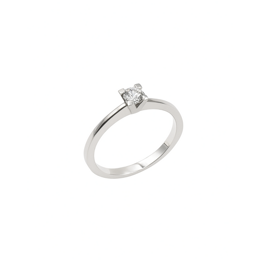 Anello Solitario Oro bianco e Diamanti
