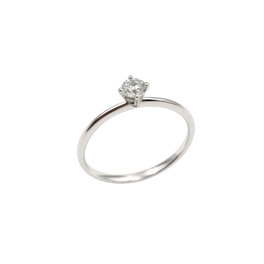 Anello Solitario Oro bianco Diamanti