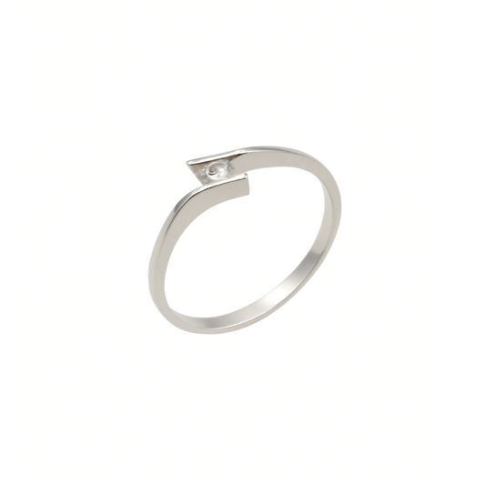 Anello Solitario Oro bianco Diamanti