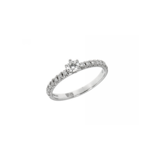 Anello Mirco Visconti Solitario Oro bianco e Pavè  Diamanti